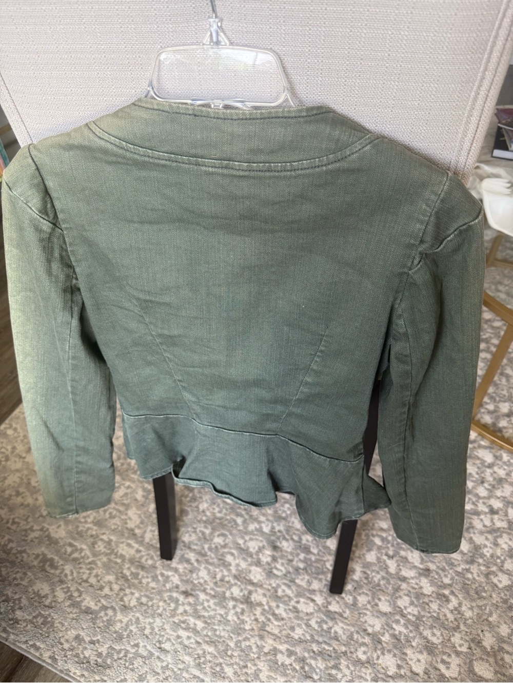 Free People Olive Green Asymmetrical Zip Peplum Jacket Moto Military, 4 - Picture 8 of 9